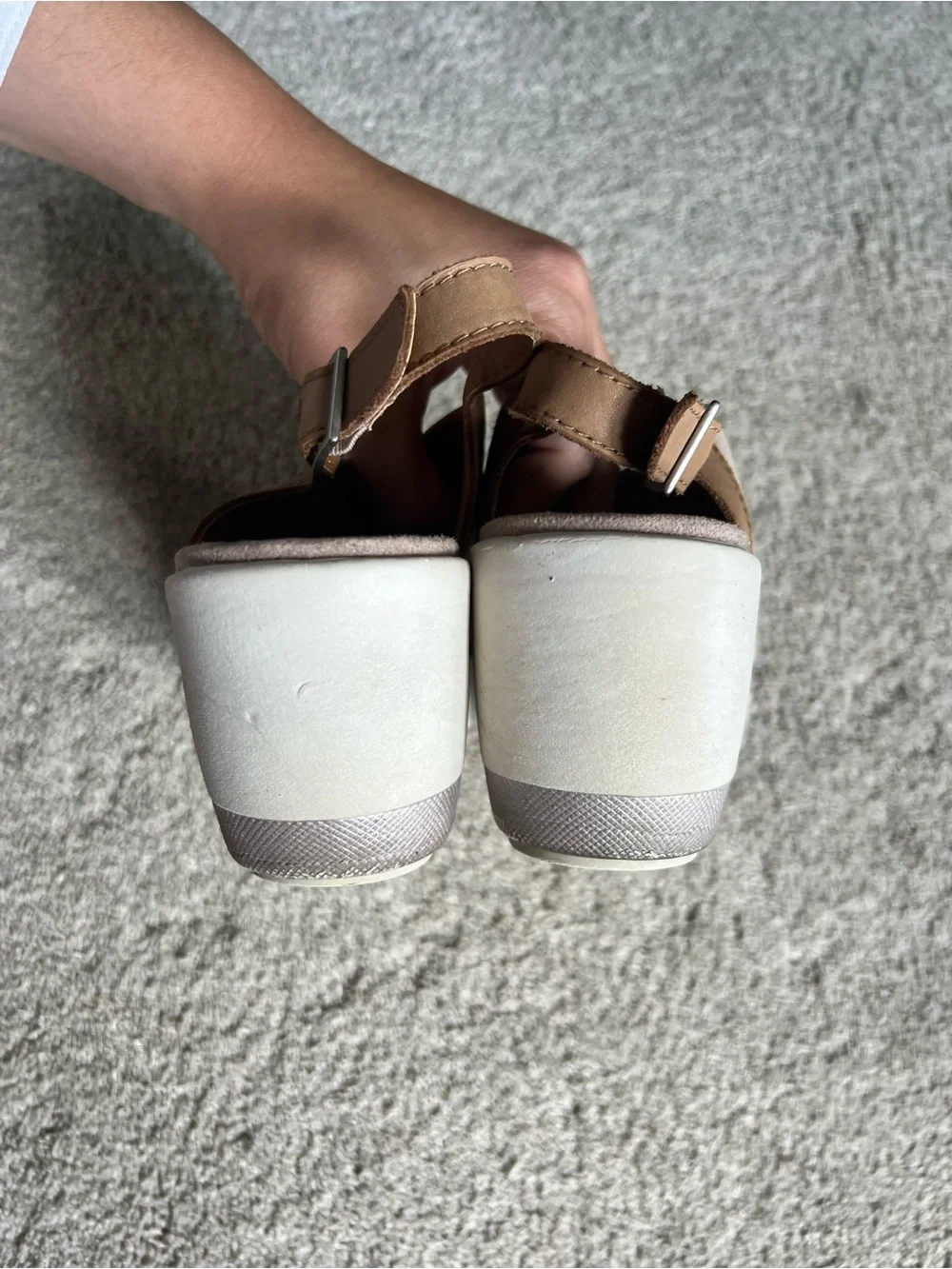 OTBT Yvonne Size 10 Beige Cream Crisscross Slingback Wedge Sandals